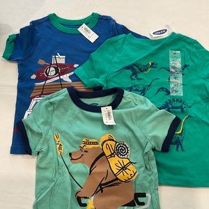 Set of 3 old Navy Toddler fishing, dinosaur and camping short-sleeve T-shirts